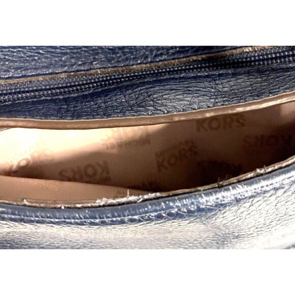 Michael Kors Medium Navy Blue Subtle Leather Shoulder Crossbody Bag Outside Pock - Picture 9 of 15